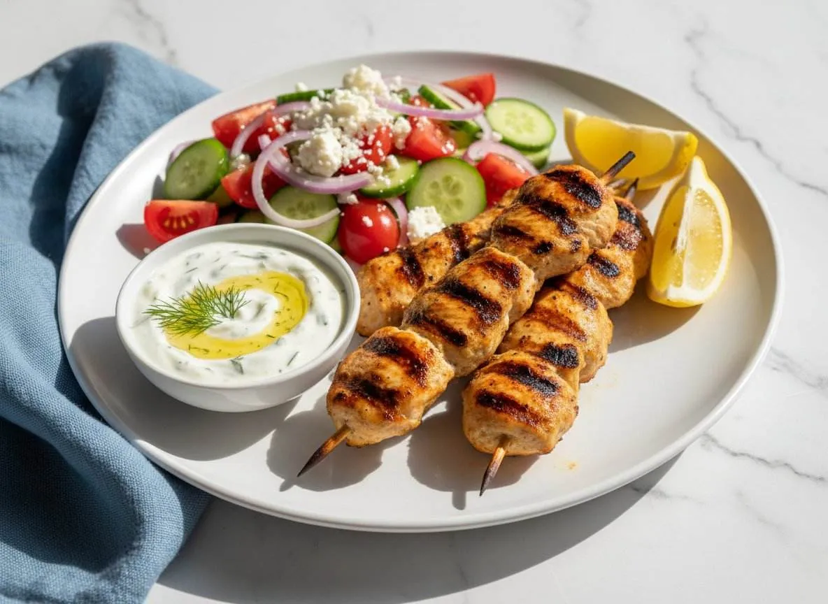 Mediterranean Chicken Skewers with Tzatziki | 50g Protein, 4 Servings recipe