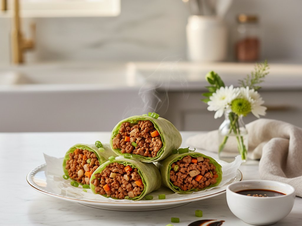 Asian Ground Pork Lettuce Wraps