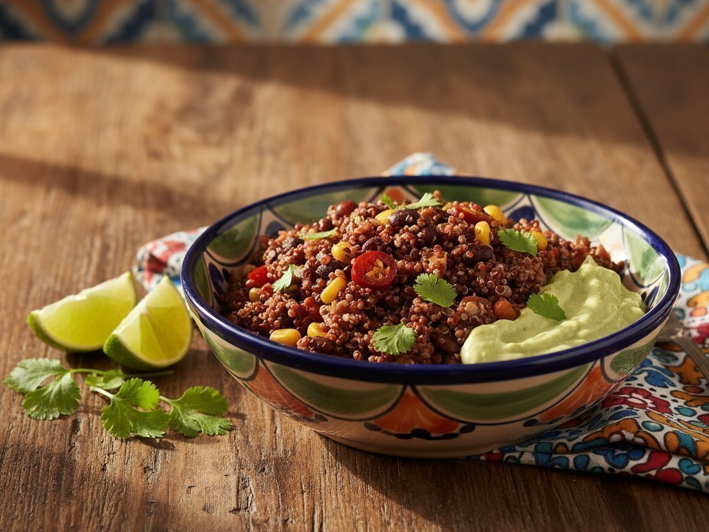 Chipotle Black Bean Quinoa Bowls with Avocado Crema