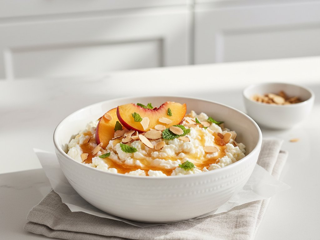 Cottage Cheese Peach & Almond Protein Bowl