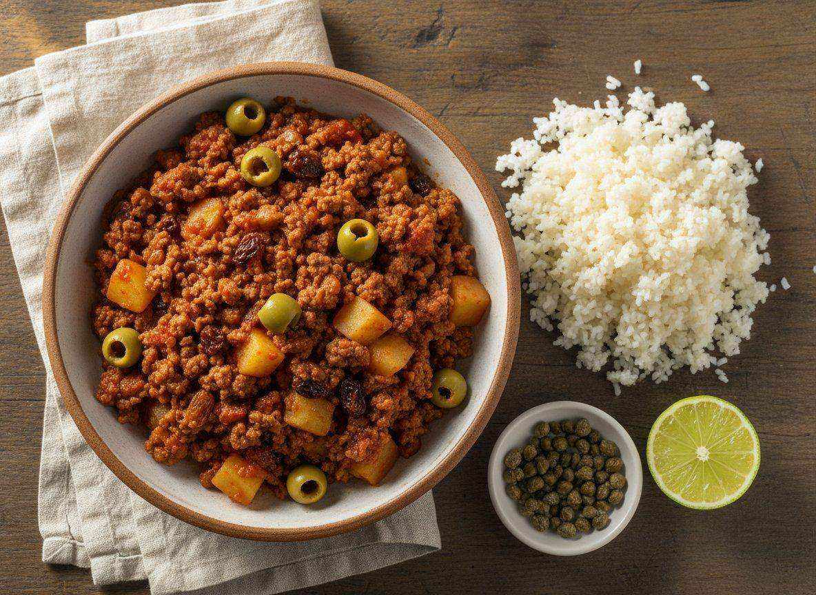 Cuban Picadillo with 37g Protein and Cauliflower Rice