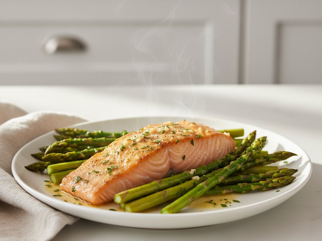 Garlic Butter Salmon and Asparagus Sheet Pan Meal