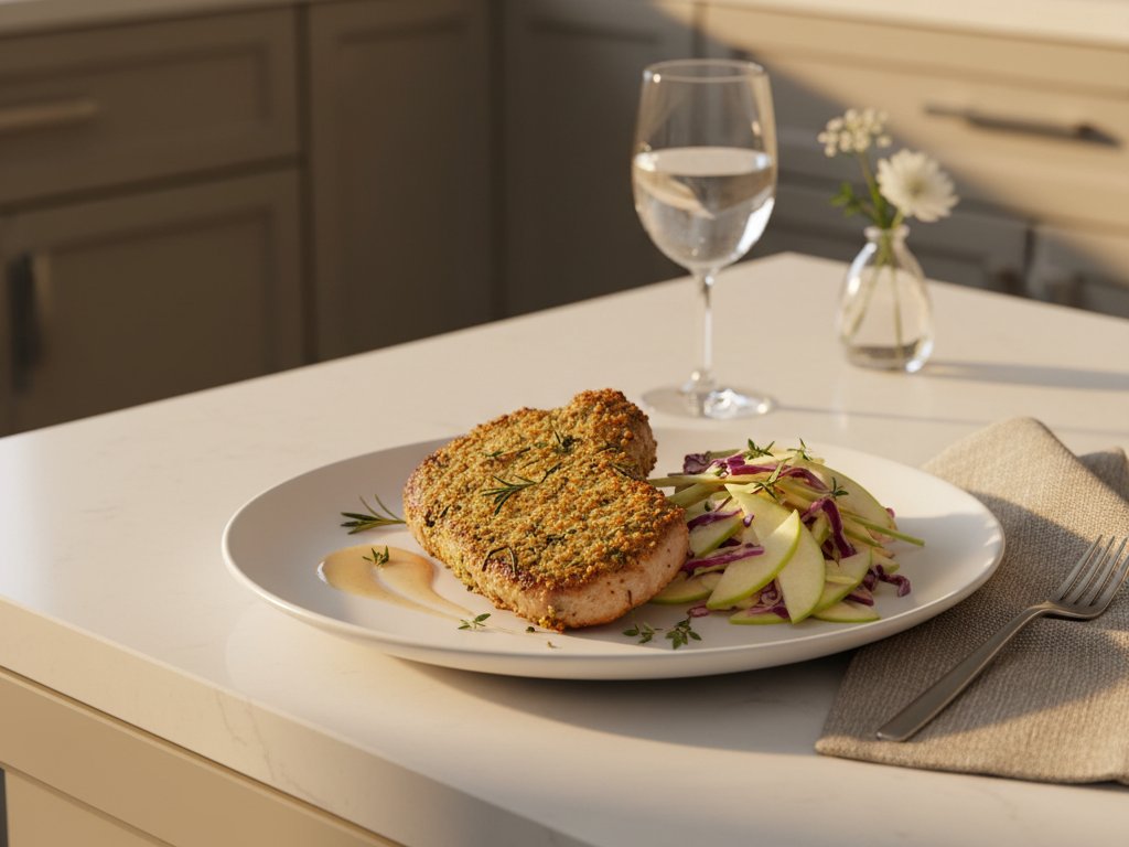 Herb-Crusted Pork Chops with Apple Slaw