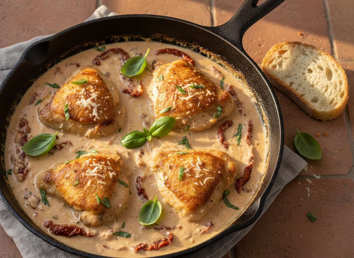 Marry Me Chicken with 42g Protein Cottage Cheese Cream Sauce