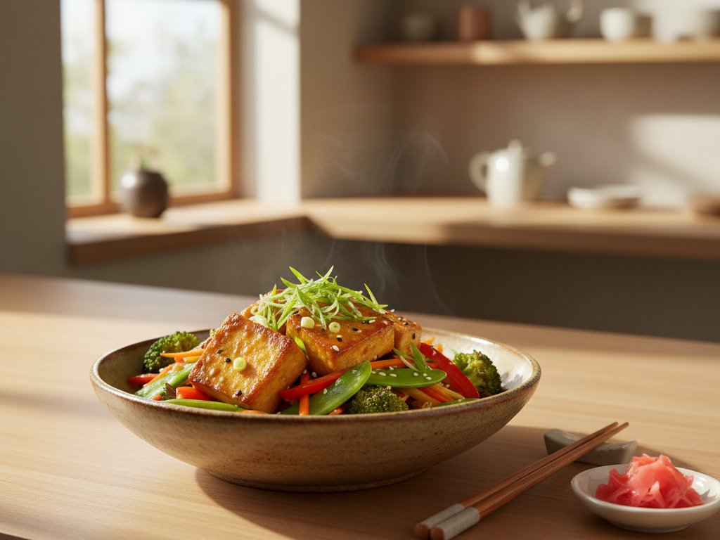 Miso Ginger Tofu Stir-Fry Bowl
