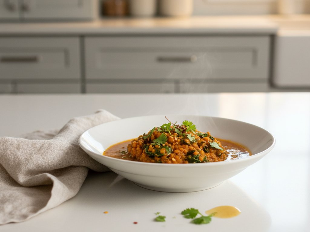 Red Lentil Dal with Spinach