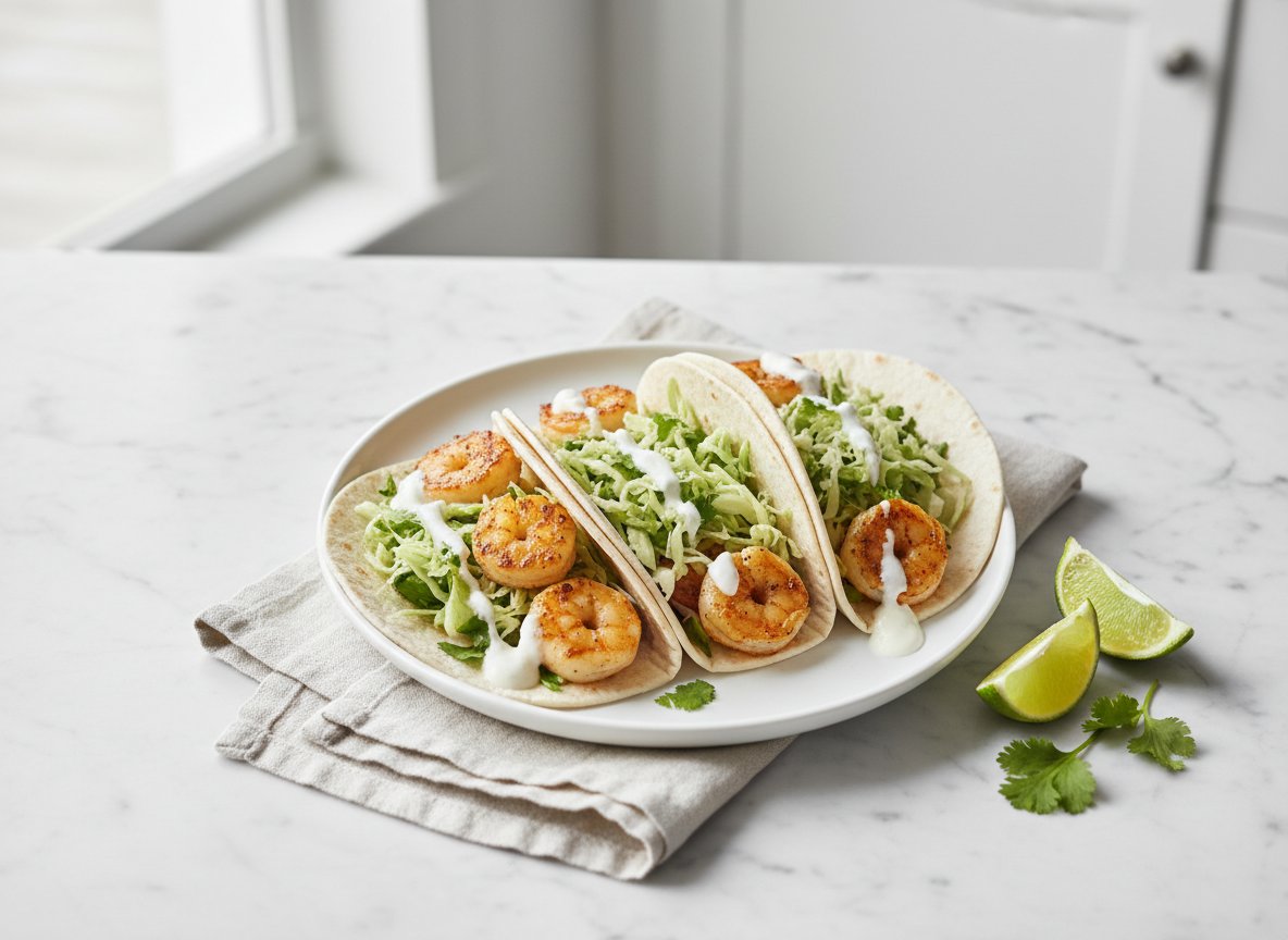Shrimp Tacos with Lime Crema
