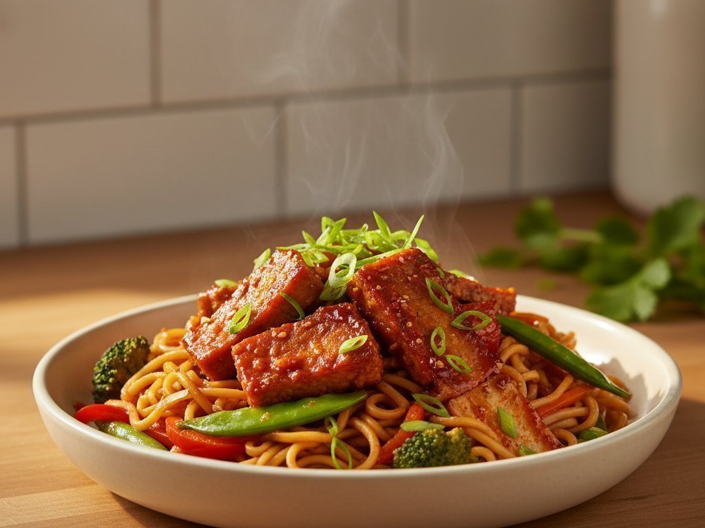 Sweet Chili Tempeh Stir-Fry Noodles