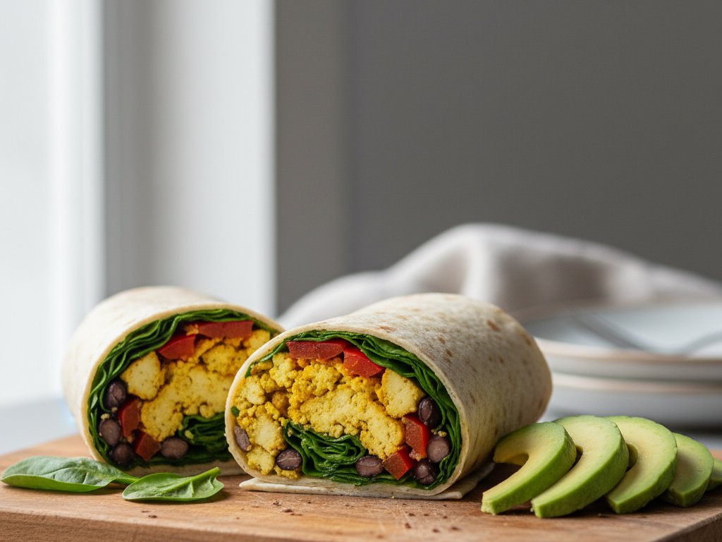 Hearty Tofu Scramble Breakfast Wraps