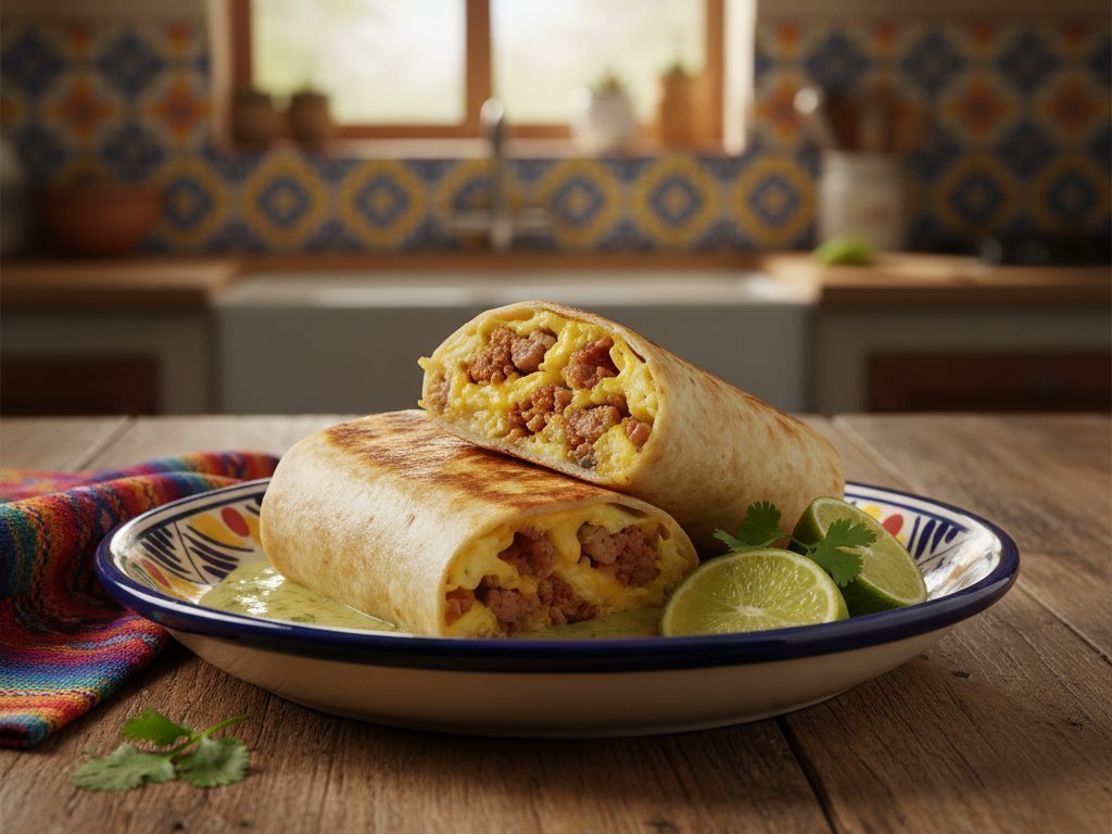 Turkey Sausage Breakfast Burritos